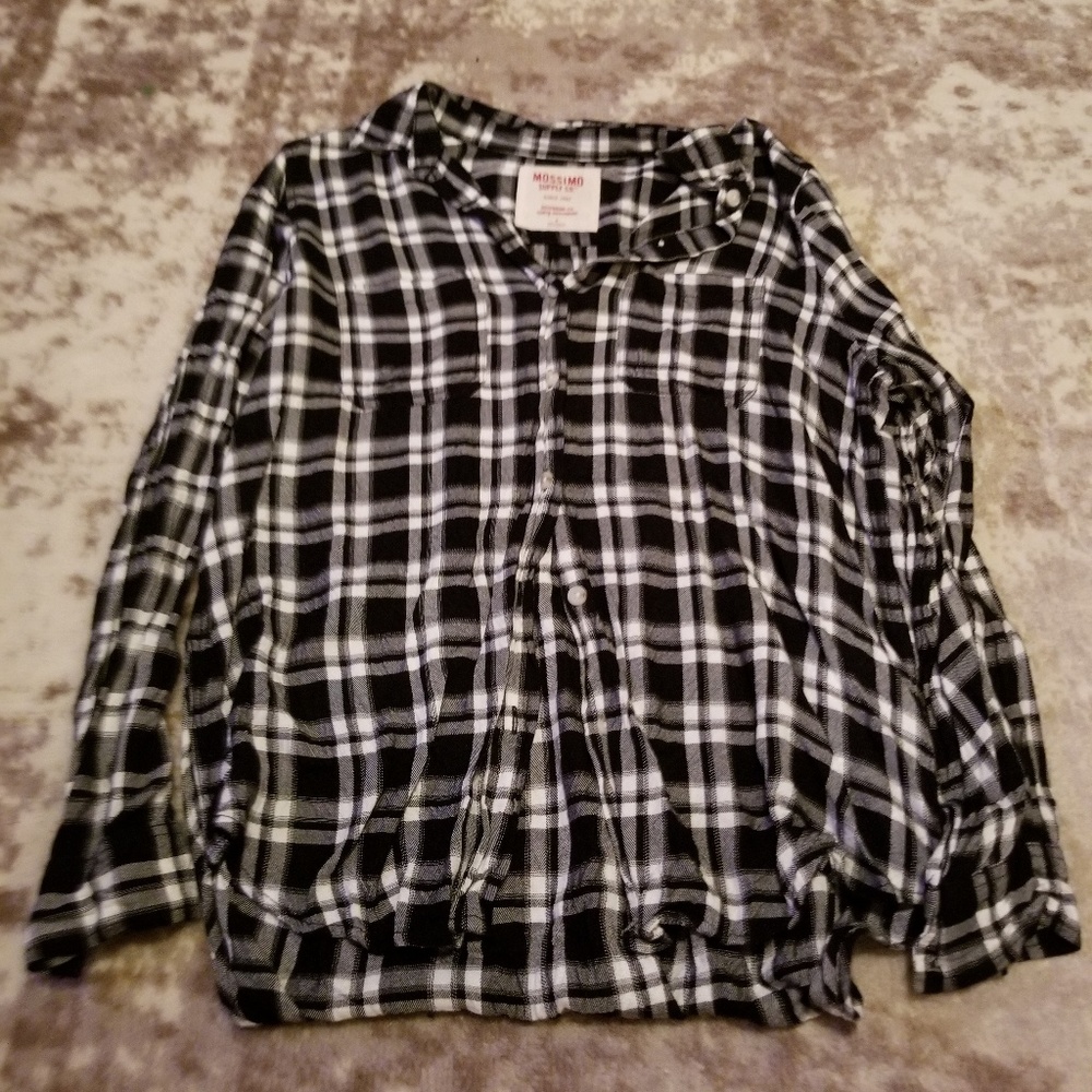 Black and White Plaid Button Down